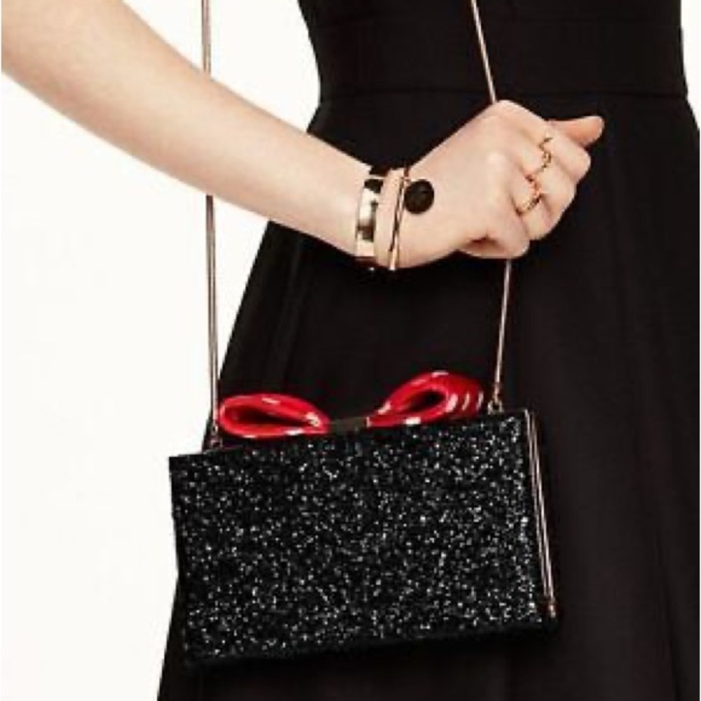 Kate Spade Minnie Mouse glitter clutch crossbody bag NWOT